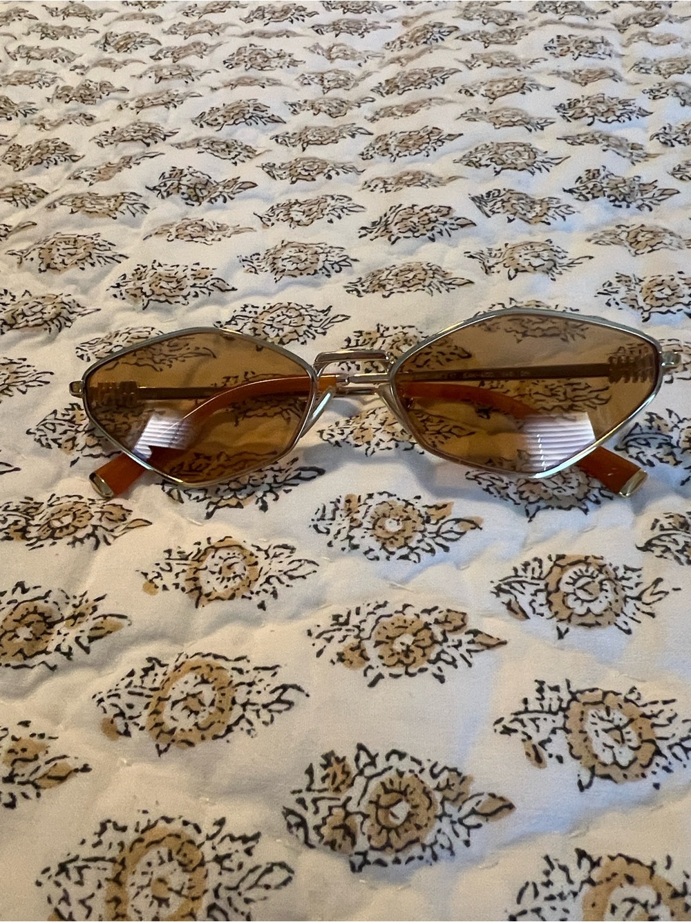 Miu Miu SMU 56Z Geometric Metal Sunglasses 5AK-40D Gold Honey